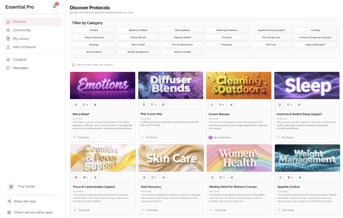 Essential Protocols app screenshot showing login screen.